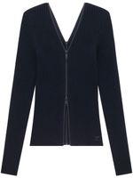 Courrèges cardigan nervuré à logo brodé - Noir