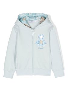 Roberto Cavalli Junior hoodie zippé à imprimé graphique - Vert