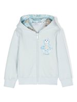 Roberto Cavalli Junior hoodie zippé à imprimé graphique - Vert - thumbnail