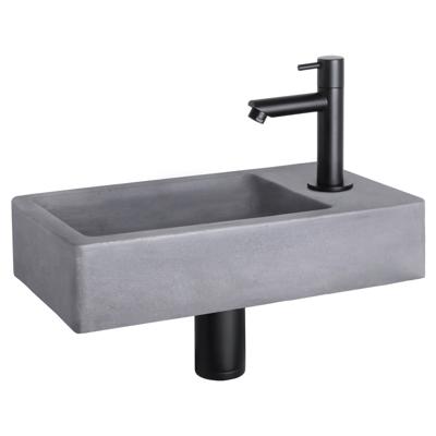 Differnz Force fonteinset beton donkergrijs - kraan recht - 40 x 22 x 8 cm - mat zwart