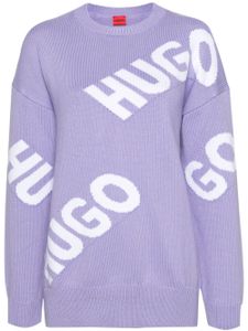 HUGO pull à logo en intarsia - Violet