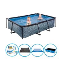 EXIT Zwembad Stone Grey - Frame Pool 220x150x60 cm - Combi Deal
