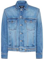 Balmain veste en jean à détails de zips - Bleu