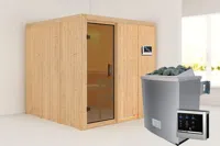 Karibu | Rodin Sauna | Antracietglas | Biokachel 9 kW Externe Bediening - thumbnail