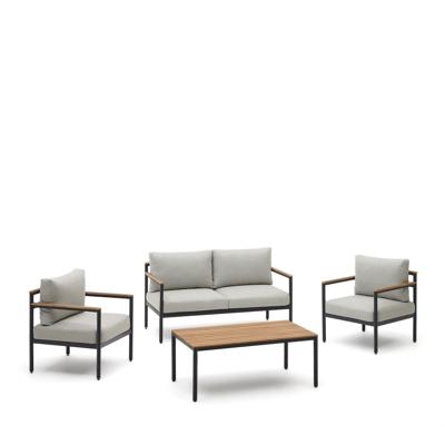 Kave Home Loungeset 'Aiguafreda' 2-zits bank, 2 fauteuils en salontafel