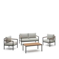 Kave Home Loungeset 'Aiguafreda' 2-zits bank, 2 fauteuils en salontafel