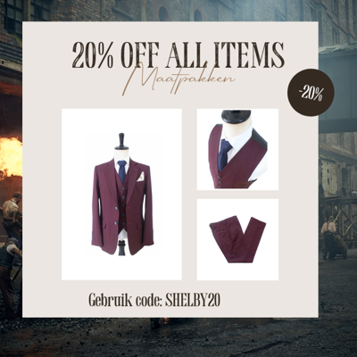 Maatpak Voor Heren | 3-delig Pak | Wijn Rood | Kamgaren Wol | Lichtgewicht & Ademend | Peaky Blinders