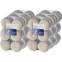 72x Maxi theelichten vanille geurkaarsen tegen rooklucht/anti tabak geur 10 branduren - geurkaarsen - thumbnail