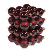 36x Bordeaux rode glazen kerstballen 6 cm mat/glans - thumbnail