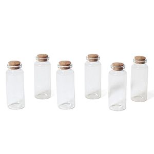 6x Kleine transparante glazen flesjes met kurken dop 18 ml