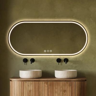 Badkamerspiegel SaniClear Triova | 160x70 cm | Directe en indirecte LED verlichting | Touch button | Met spiegelverwarming