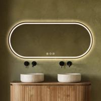 Badkamerspiegel SaniClear Triova | 160x70 cm | Directe en indirecte LED verlichting | Touch button | Met spiegelverwarming