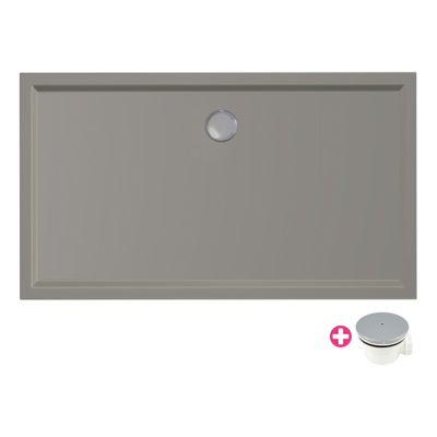 Douchevloer Xenz Mariana Plus | 120x75 cm | Incl.Afvoersifon-Chroom | Acryl | Rechthoekig | Cement