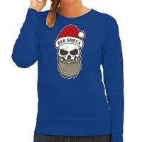 Bad Santa foute Kerstsweater / outfit blauw voor dames - thumbnail