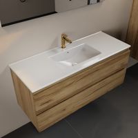 MONDIAZ AIVY 120cm badmeubel Chai, wastafel glanzend wit keramiek midden 1 kraangat met spiegel (M60103 - AI-M120CHMI - AI-S120X70)