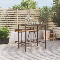 Bartafel met glazen blad 110x70x110 cm poly rattan bruin