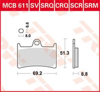 TRW Remblokken, en remschoenen voor de moto, MCB611SCR Sinter carbon