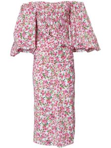 Carolina Herrera robe mi-longue à fleurs - Rose