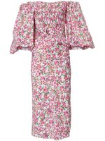 Carolina Herrera robe mi-longue à fleurs - Rose