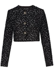 Oscar de la Renta veste crop Eyelash en fil bouclé - Noir