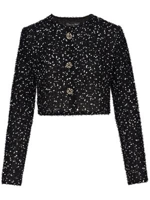 Oscar de la Renta veste crop Eyelash en fil bouclé - Noir
