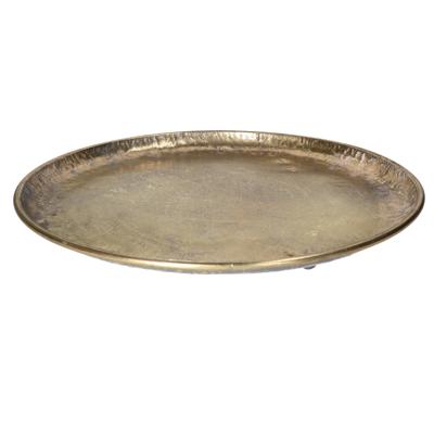 Kaarsenbord/decoratie dienblad - goud - metaal - D47 x H4 cm - rond - tafeldecoratie schaal