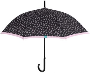 paraplu hartjesprint dames 102 cm microvezel zwart