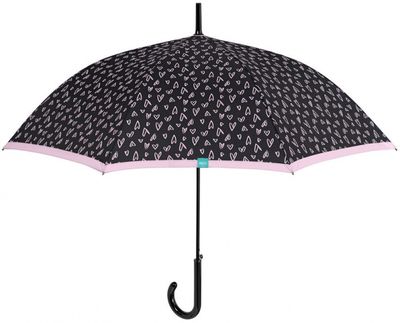 paraplu hartjesprint dames 102 cm microvezel zwart