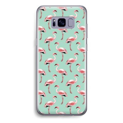 Flamingoprint groen: Samsung Galaxy S8 Plus Transparant Hoesje