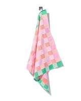 HEMA Theedoek 65x65cm Katoen Ruiten Roze (multi)