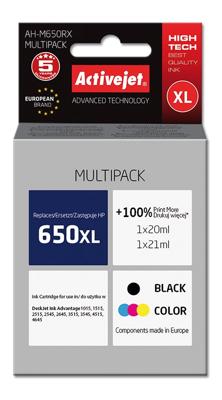 Activejet AH-M650RX inkt (vervanging HP 650 CZ101AE/CZ102AE; Premium; 1 x 20 ml, 1 x 21 ml; zwart, kleur)
