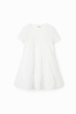 Gecombineerde jurk met broderie anglaise - WHITE - 7/8