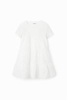 Gecombineerde jurk met broderie anglaise - WHITE - 7/8