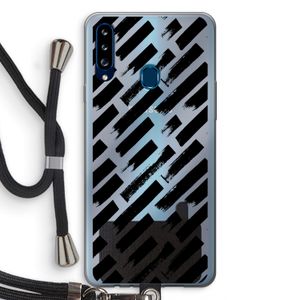 Zwarte vegen: Samsung Galaxy A20s Transparant Hoesje met koord