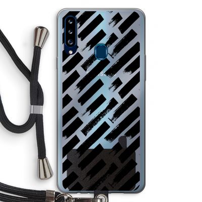 Zwarte vegen: Samsung Galaxy A20s Transparant Hoesje met koord