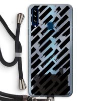Zwarte vegen: Samsung Galaxy A20s Transparant Hoesje met koord