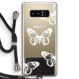 White butterfly: Samsung Galaxy Note 8 Transparant Hoesje met koord