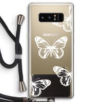 White butterfly: Samsung Galaxy Note 8 Transparant Hoesje met koord