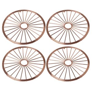 Set van 4x stuks ronde pannen onderzetters van metaal koper 20 cm - Panonderzetters