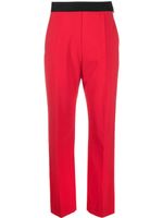 MSGM pantalon en laine à taille à logo - Rouge - thumbnail