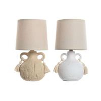 Bureaulamp Home ESPRIT Wit Beige Keramisch 220 V 15 x 15 x 28 cm (2 Stuks)