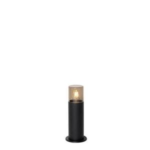 QAZQA Staande buitenlamp zwart met smoke kap 30 cm IP44 - Odense