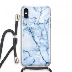 Blauw marmer: iPhone XS Max Transparant Hoesje met koord