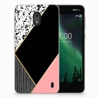 Nokia 2 | TPU Hoesje | Zwart Roze Vormen