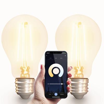 2x Smart E27 LED filament lamp - A60 - Wifi & Bluetooth - 806 lumen - 7 Watt - Warm wit tot koud wit