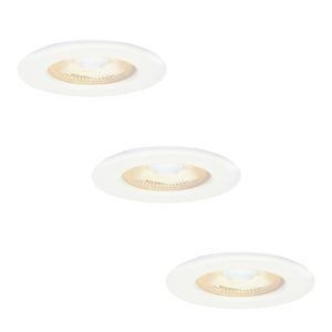 3x Nola dimbare LED inbouwspot - Wit - Lage inbouwdiepte 49mm - 5 Watt - 2700K warm licht - IP65 voor binnen en buiten