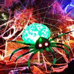Halloween Opblaasbare Spinnenwebspin met Roterend LED-Licht