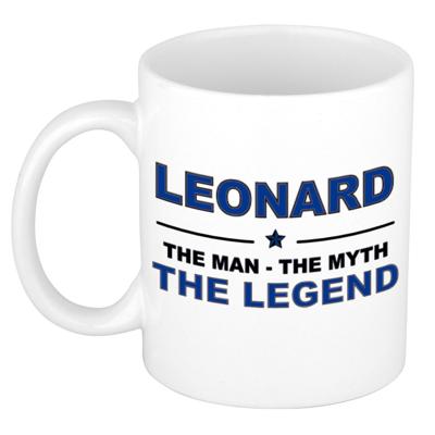 Leonard cadeau mok - man myth legend - naam koffiemok - 300 ml - collega - vaderdag