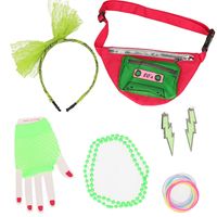 Foute 80s/90s party verkleed set compleet - dames - groen - jaren 80/90 verkleed accessoires