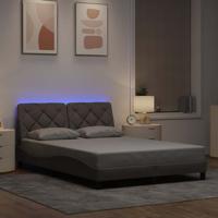 Bedframe met LED zonder matras 140x200 cm stof taupe